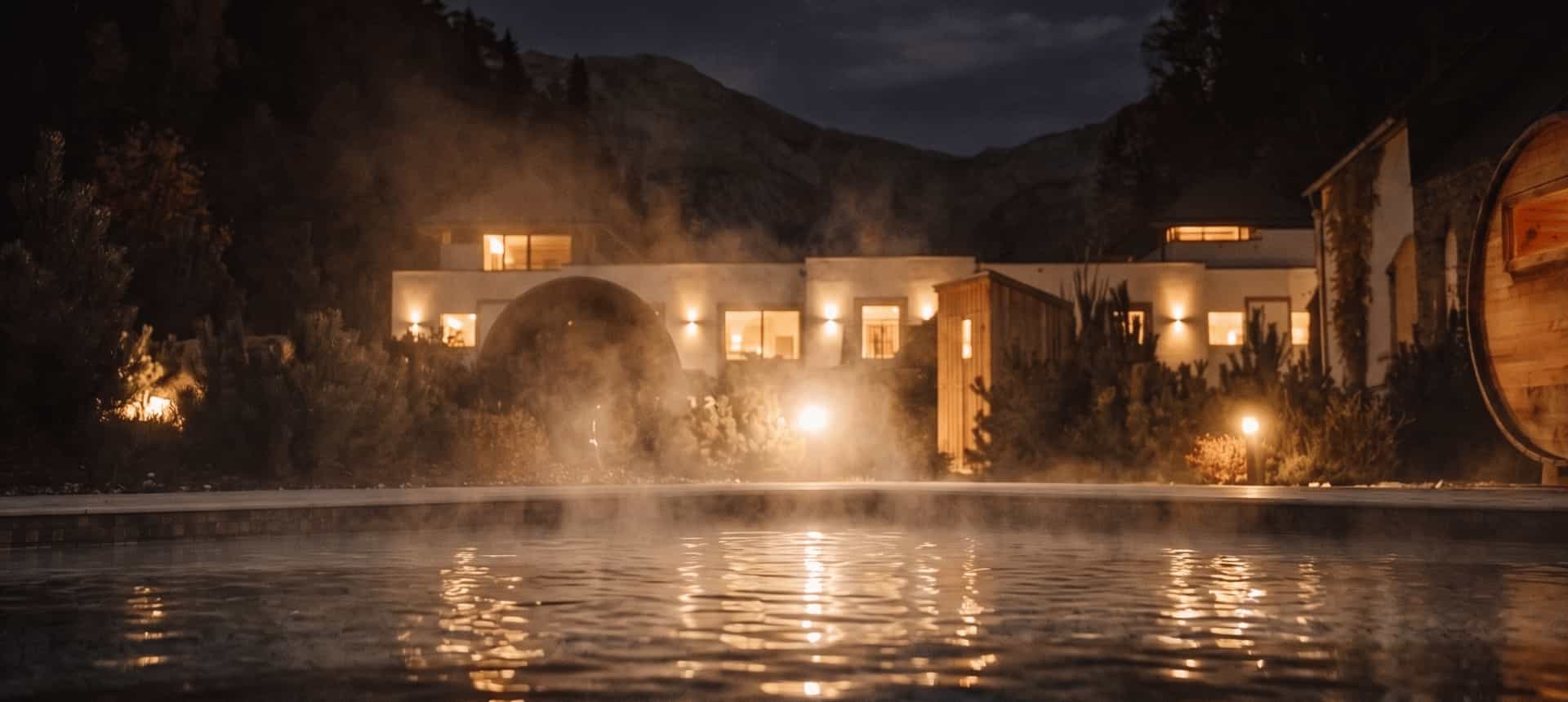 Afterwork aux Thermes de Saint Gervais, illuminé le soir